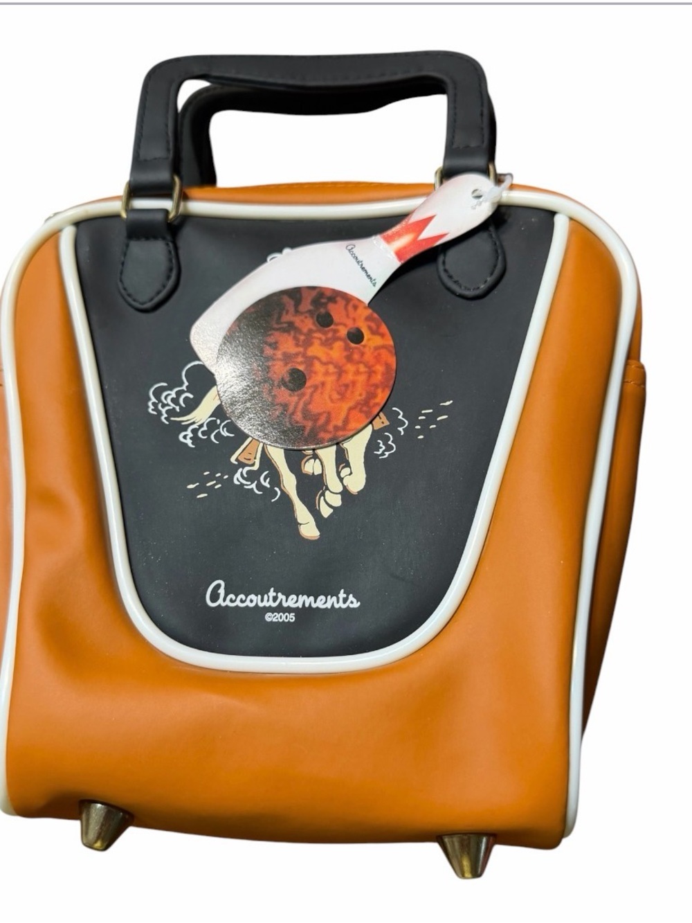 Archie McPhee Cowboy Bowling ball Graphic Mini Bag - Black‎ & Orange  NWT